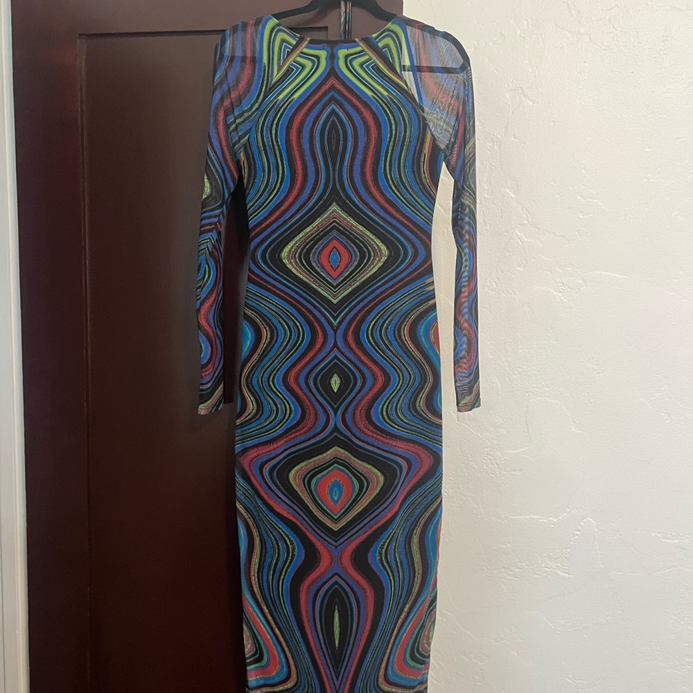 AFRM Mesh MIDI Multicolor Pattern Dress - Picture 2 of 3